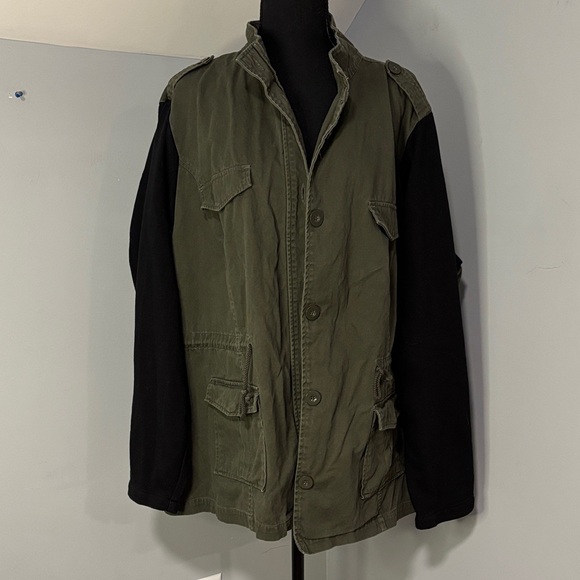 Torrid Olive Green Utility Jacket with Black Sleeves - Picture 2 of 6